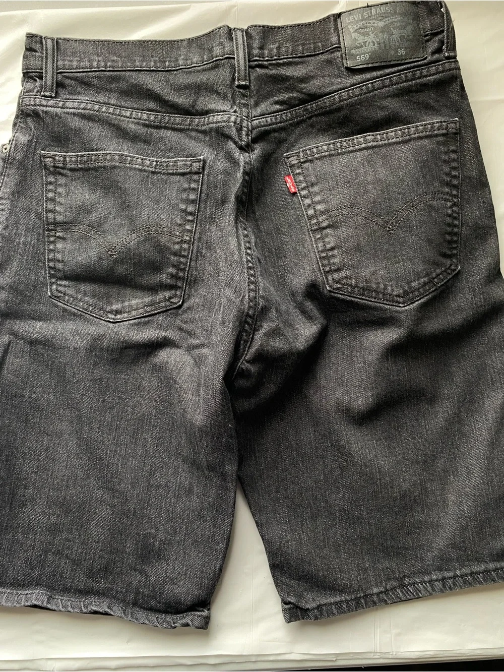 Levi’s 569 Loose Straight Denim Shorts Black Fade Skater Jorts Men’s 36